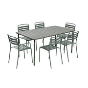 Set tavolo da giardino in acciaio con 2 poltrone e 4 sedie, verde kaki