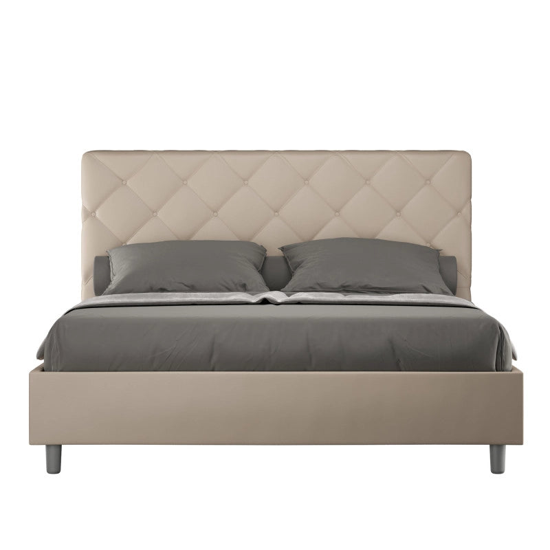 Letto imbottito Matrimoniale 170x200 cm Priya - Similpelle,Tortora,Contenitore