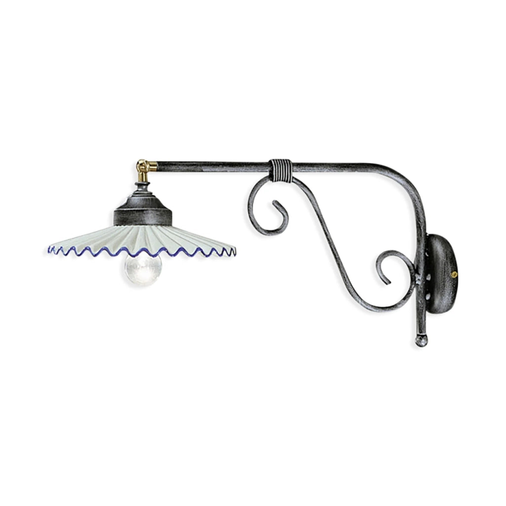 Applique Classica L&aposAquila Metallo E Ceramica Nero Sfumato Argento 1 Luce E27