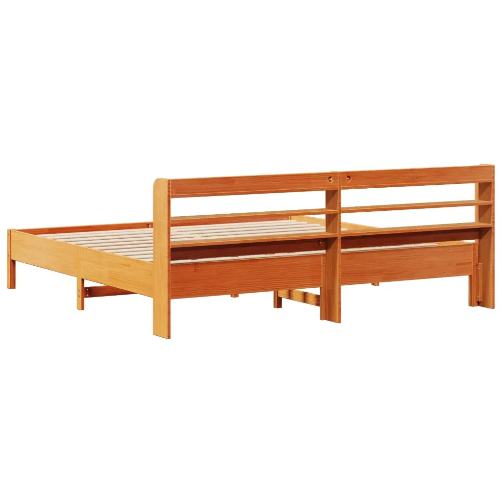Letto senza Materasso-Struttura Letto Marrone Cera 200x200 cm in Legno di Pino 804099