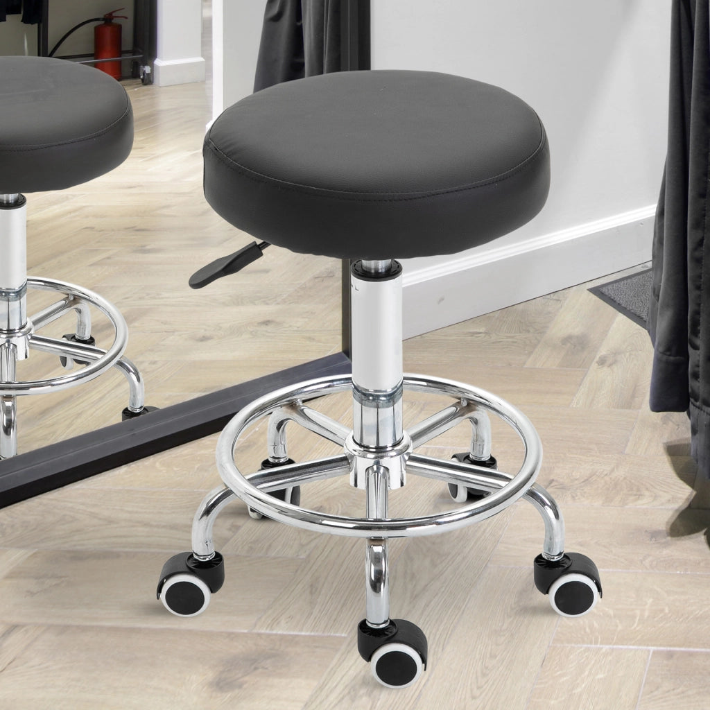 Sgabello con Rotelle Regolabile in Altezza ¨C Minimal ¨C Nero 50-64 cm