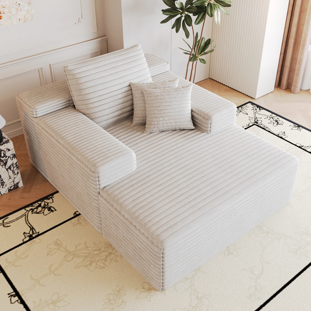 Divano in tessuto con seduta ampia e design modulare, bianco