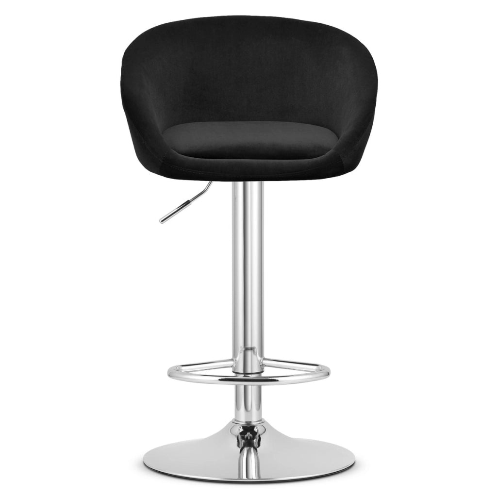Sgabello da bar East in velluto nero con base cromata