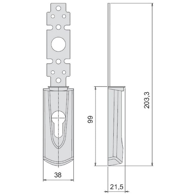 Cisa 07176620 Placca Esterna Interasse Maniglia 85