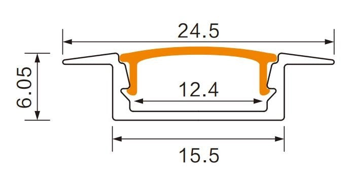 Profilo LED incasso P01 anodizzato diffusore opale 1m