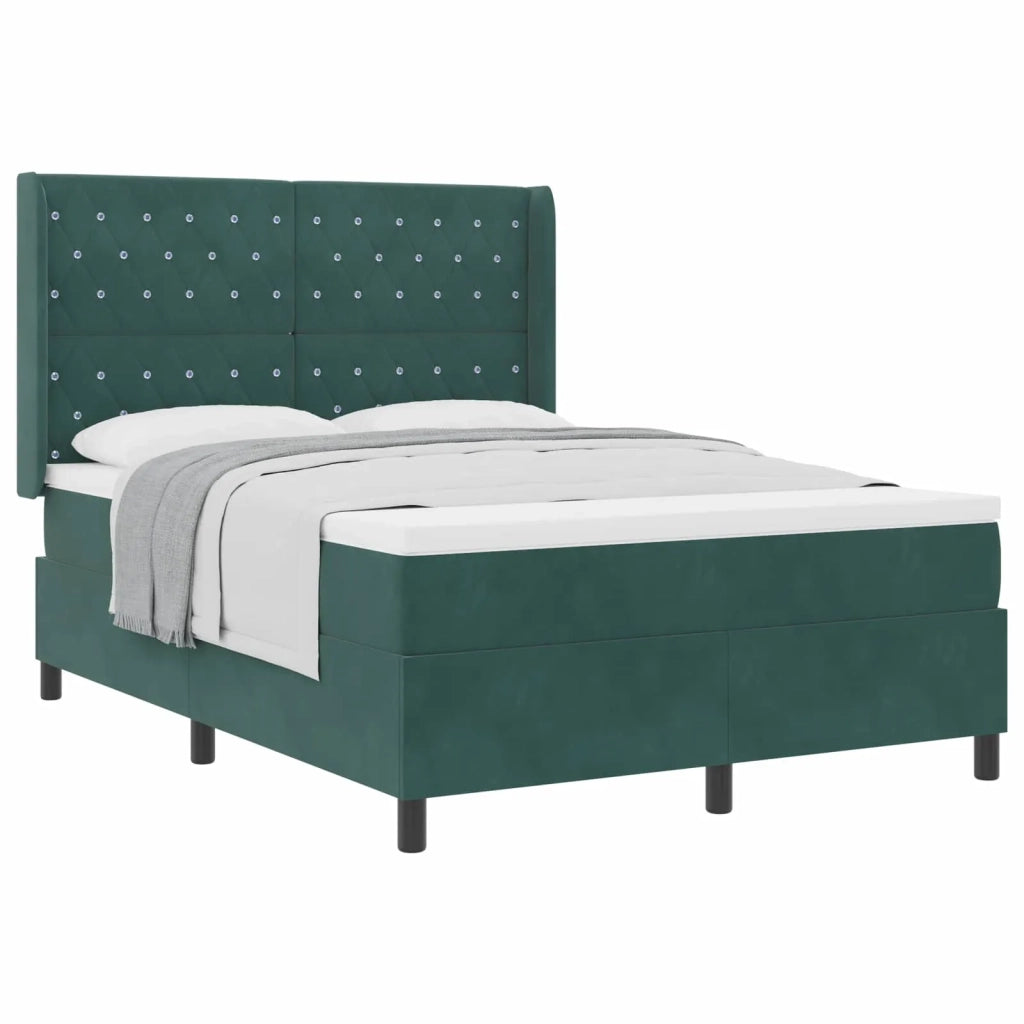 Letto a molle con materasso Verde Scuro 140 x 200 cm Velluto 3341957