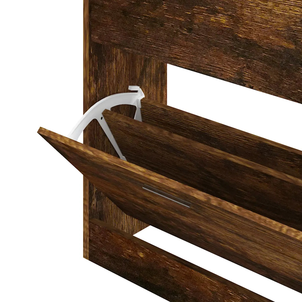 Scarpiera-Scaffale per scarpe Rovere Fumo 63x24x81 cm in Legno Multistrato