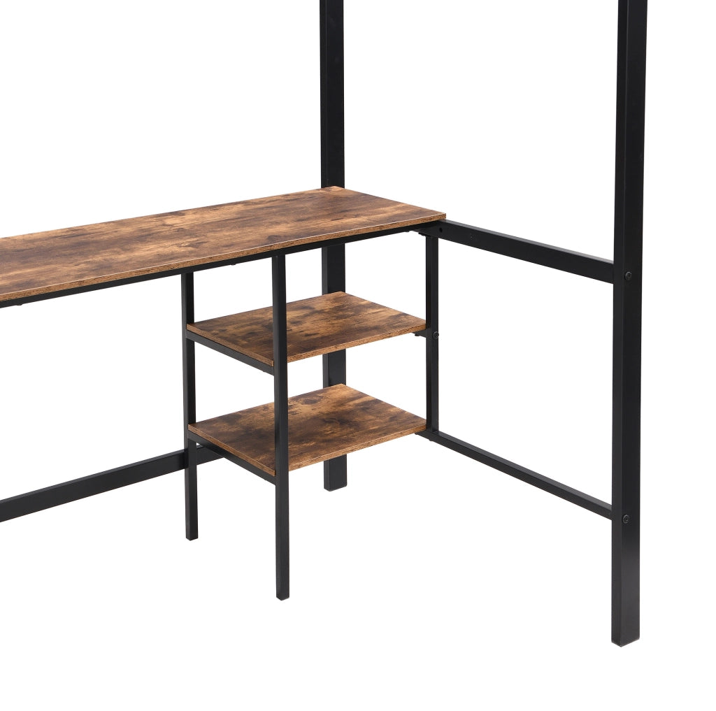 Letto a soppalco 90 x 200 cm con scrivania e ripiani