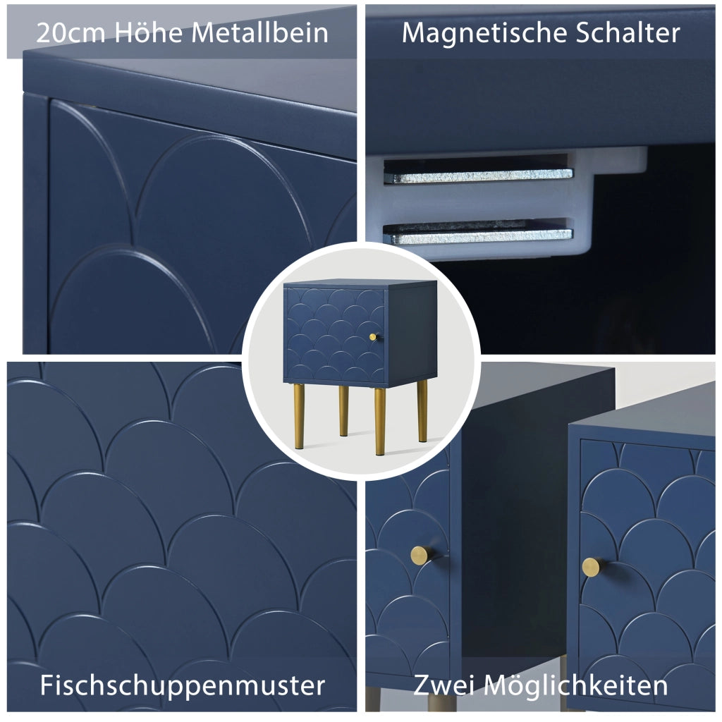 Set di 2 comodini ¨C Minimal ¨C blu 51x35x35 cm