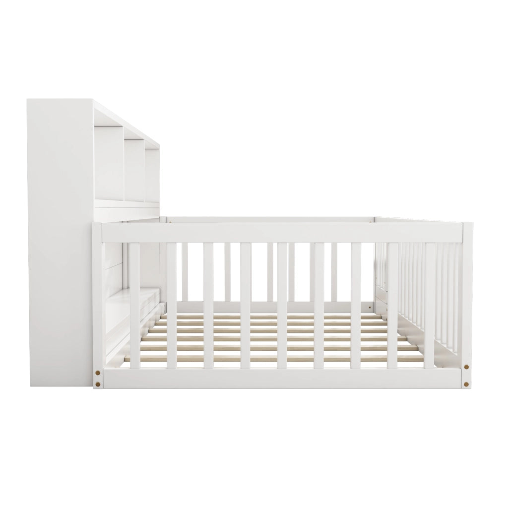 Letto da giorno 90 × 200 cm con vani laterali e rete a doghe in legno e MDF bianco con sponde apribili