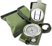 Compasso militare - ripiegabile - lettore di carte - lineare - metallo - RVS - con borsa - con design fluorescente