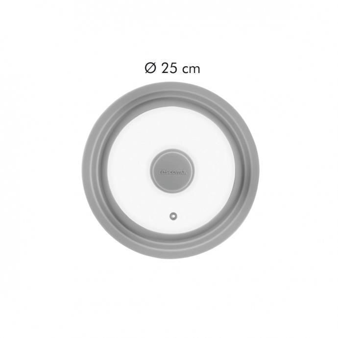Tescoma 619121 Unicover Coperchio Universale vetro e silicone 20 22 24 cm valvola vapore forno 200°C colore Grigio