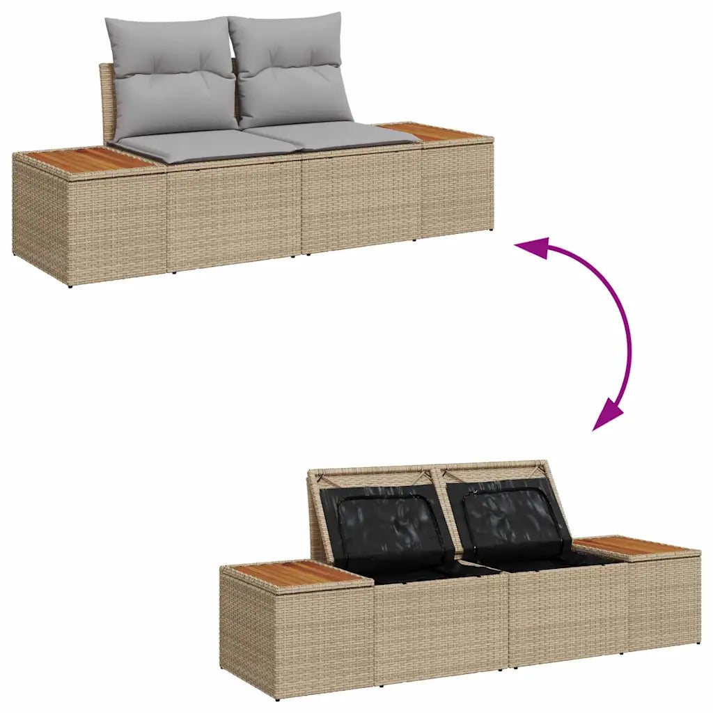 Set Divano da Giardino 8 pcs Beige e Grigio Chiaro Polyrattan 3356800