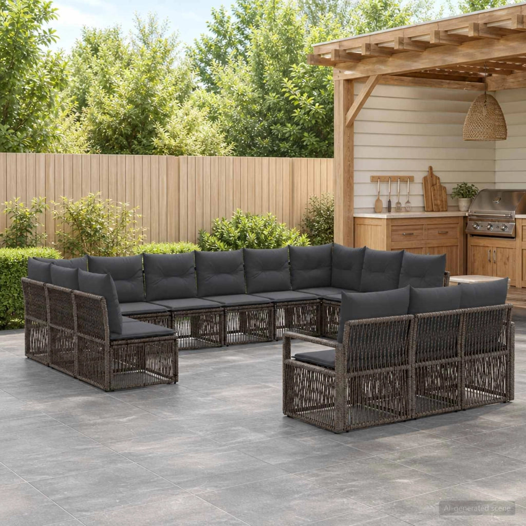 Set Divano da Giardino 13 pz Grigio polyrattan 3435863