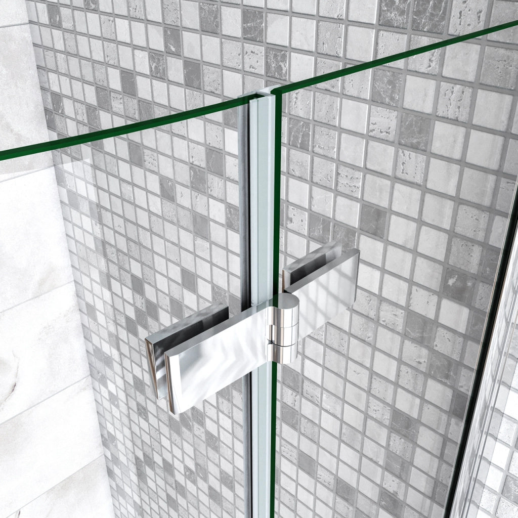 90x90x195 cm Box Doccia Semicircolare Porte Battenti e Ante Pieghevoli in Vetro Temperato 6mm Anticalcare Trasparente Profilo Cromo Lucido