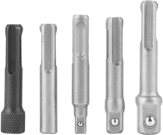 Adattatore per chiave a doppia testa - Accessori per Trapano - Manico in Acciaio - Testa a 6 lobi allungata - Chiave a doppia testa SDS - Elettrostrumento - Adatto per Trapani - Modello in Acciaio Nero - Accessori per Trapani, SDS-Plus.