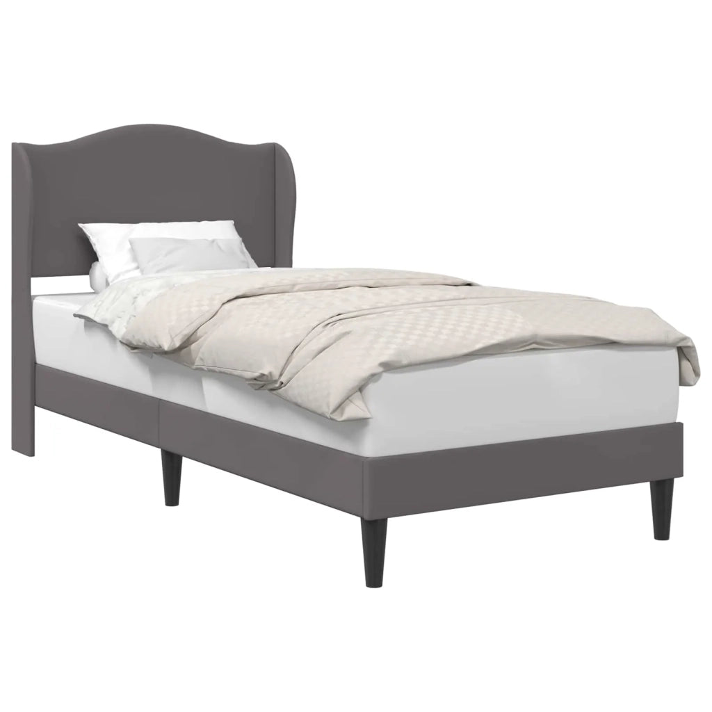 Struttura del letto con testiera-Giroletto Grigio 90 x 190 cm Similpelle 799347