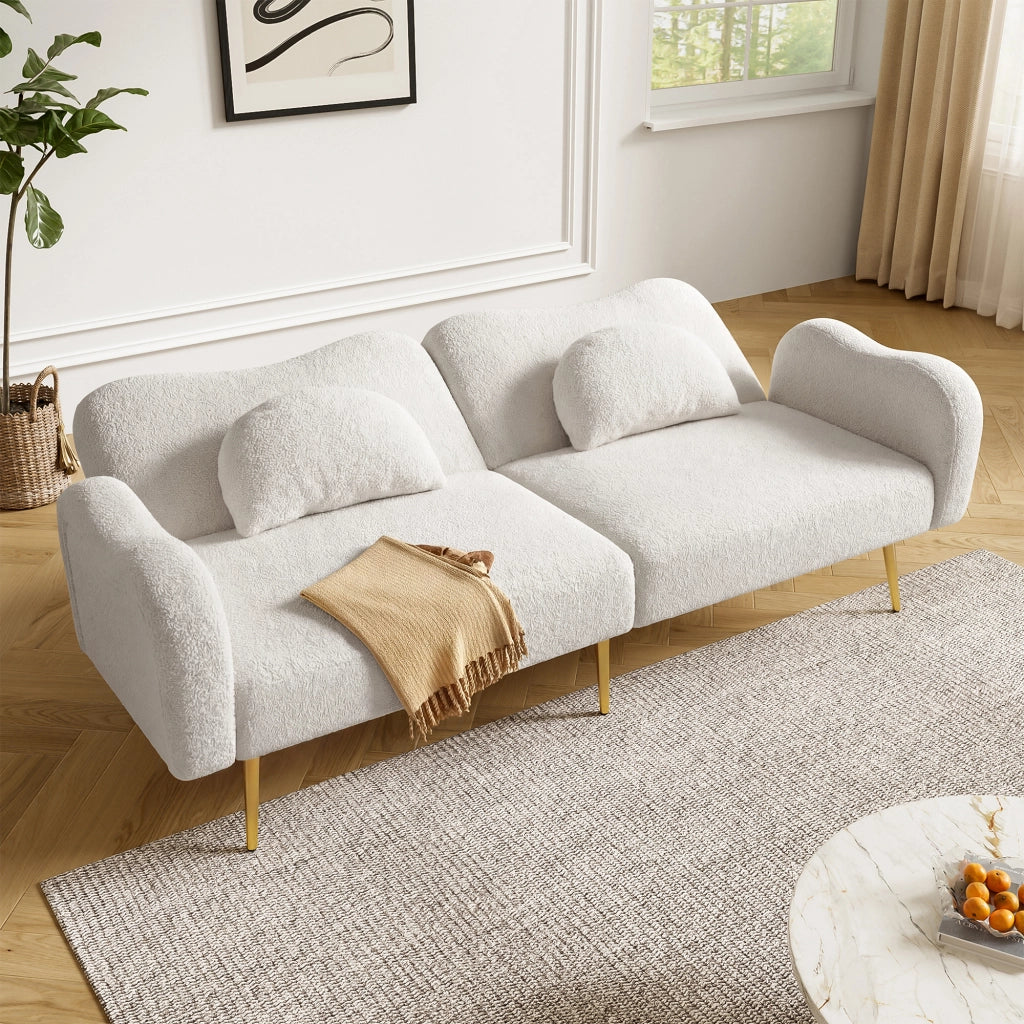 Divano letto 2 posti - Zephmum- Schienale regolabile, gambe dorate, multifunzionale