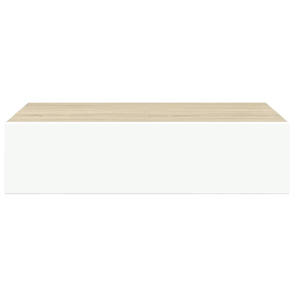 2 pz Mensola | Scaffali con Cassetti Rovere e Bianco 40x23,5x10 cm in MDF