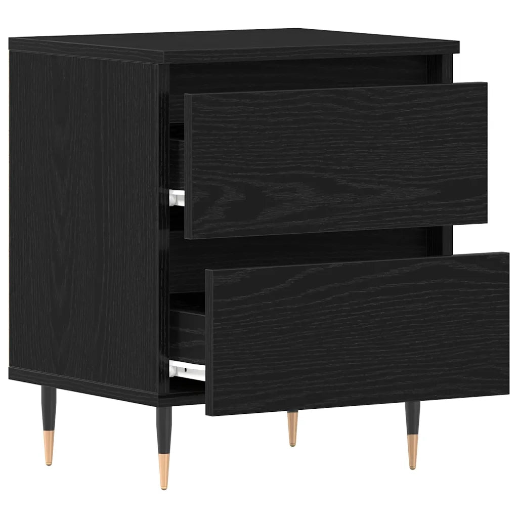 Set di 2 Comodini | Armadio da Notte | Mobiletto da notte con cassetto Rovere Nero 40 x 35 x 50 cm