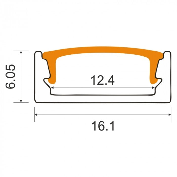 Profilo LED N01 superficie bianco trasparente 1m Ecolight