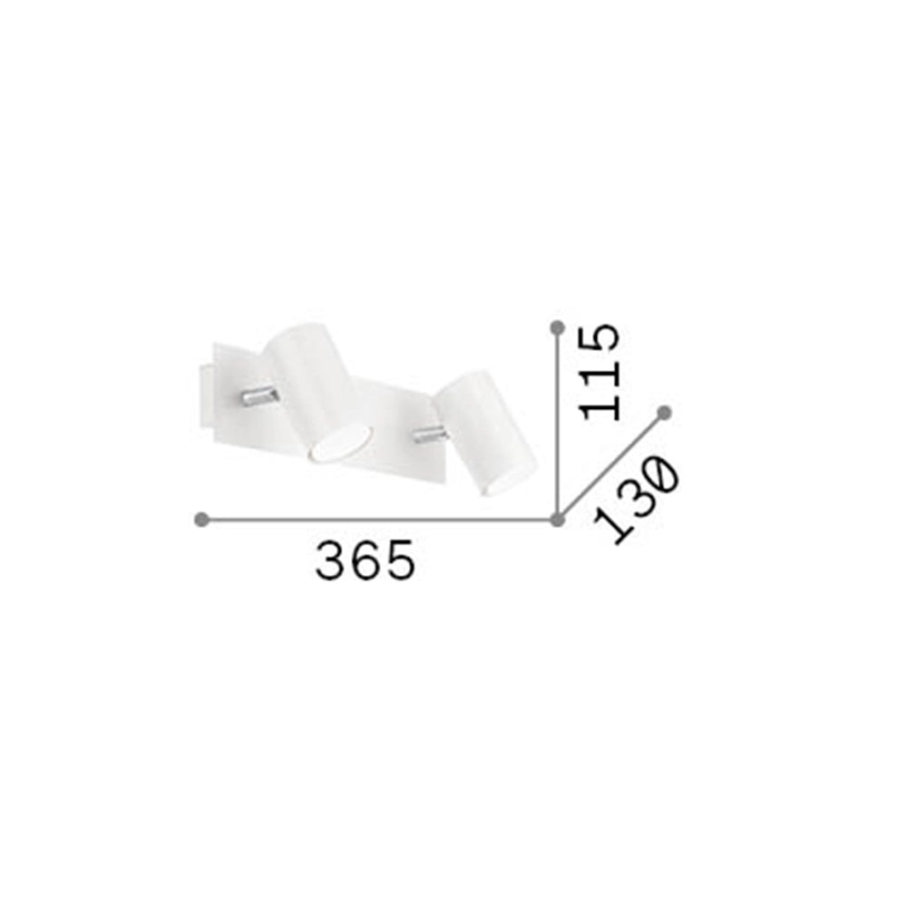 Applique Moderna Spot Metallo Bianco 2 Luci Gu10