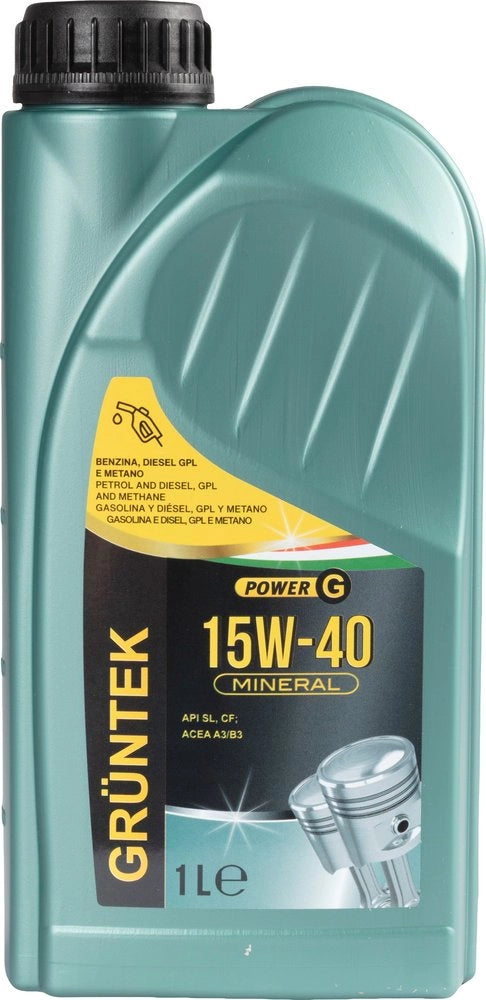 Nuovo lubrificante 15W-40 Gruntek capacitÃ  di 1L per autovetture e veicoli con benzina e Diesel