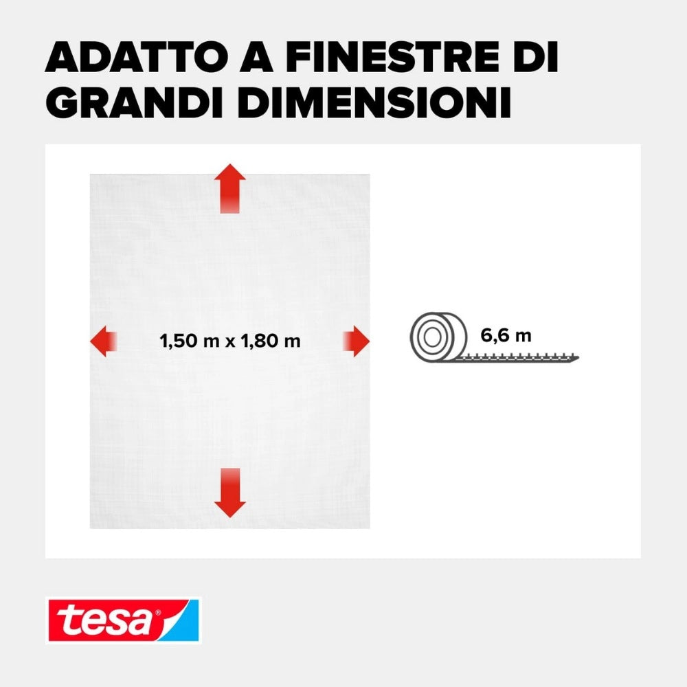 Tesa zanzariera adesiva per finestre rete regolabile a piacere bianca 150x180 cm