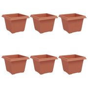 Set di 6 vasi da fiori quadrati moderni 43 x 43 x 33,5 cm per interno ed esterno in plastica rosso mattone 02_0059361