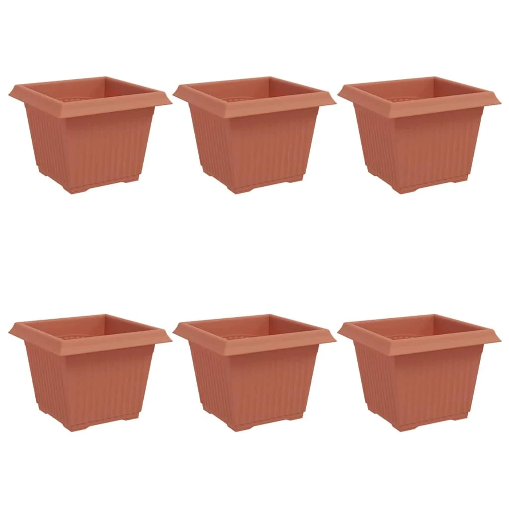 Set di 6 vasi da fiori quadrati moderni 43 x 43 x 33,5 cm per interno ed esterno in plastica rosso mattone 02_0059361