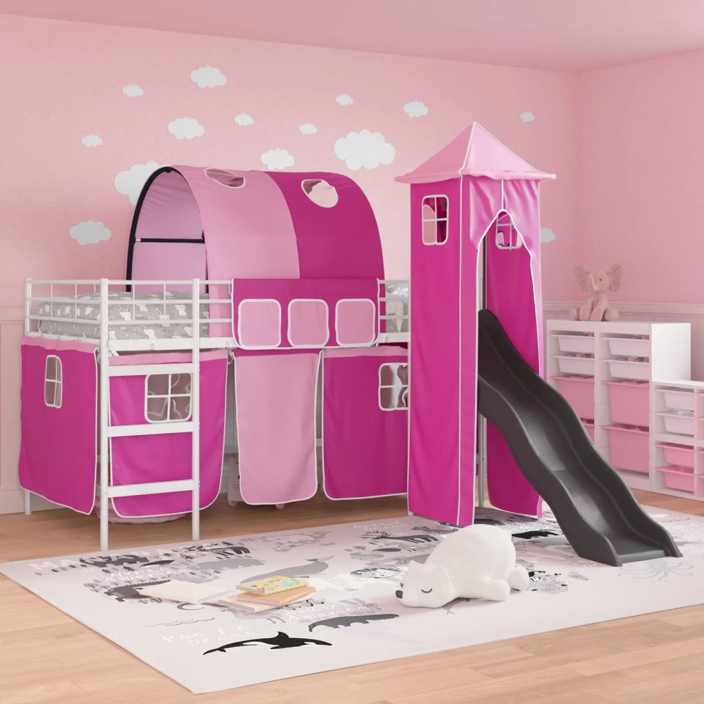 Struttura del letto loft per bambini Bianco e Rosa 90 x 200 cm 42020909