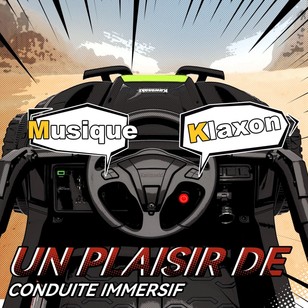 KAWASAKI TERYX KRX 1000 UTV Macchina Elettrica Bambini 12V con Telecomando 2,4 GHz e 2 Motori 25W Fuoristrada Robusto 100 x 64 x 56 cm Nero