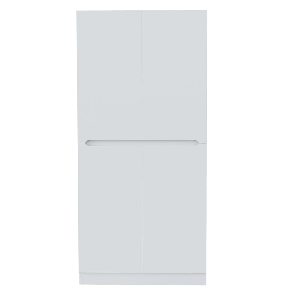 Armadio Bianco 70x40x170 cm con Doppi Ante, Ripiani e Staufach Laterale