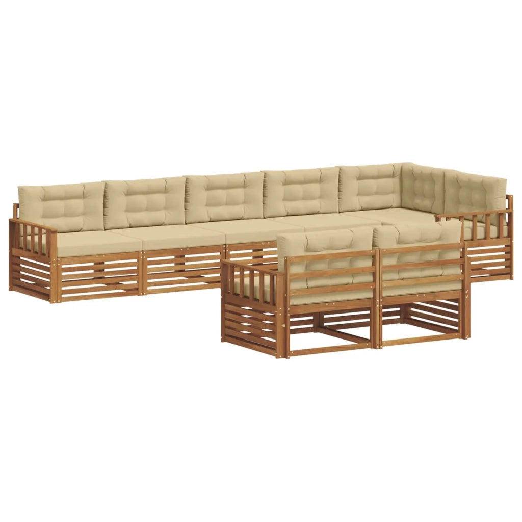 Set di divani da esterno con cuscino 8 pcs Naturale e Beige 3373653