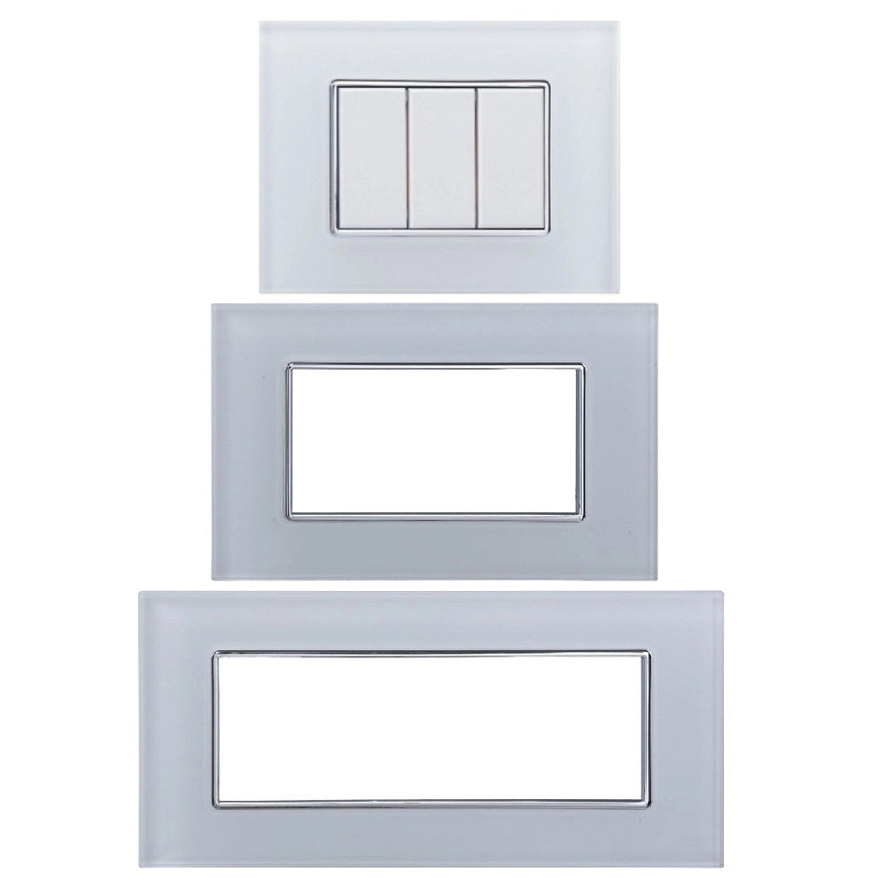 Trade Shop - Placca Cristal 3m 4m 6m Bianco Effetto Vetro Compatibile Con Bticino Axolute -