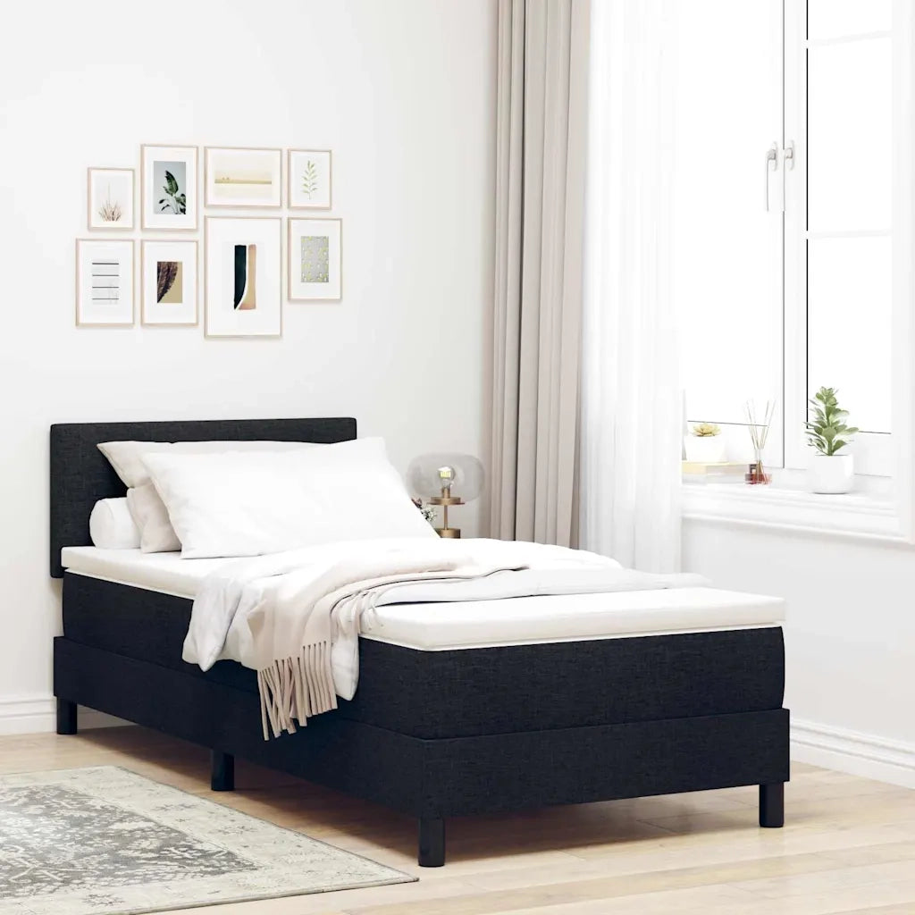 Letto a molle con materasso con led Nero 100 x 200 cm Tessuto