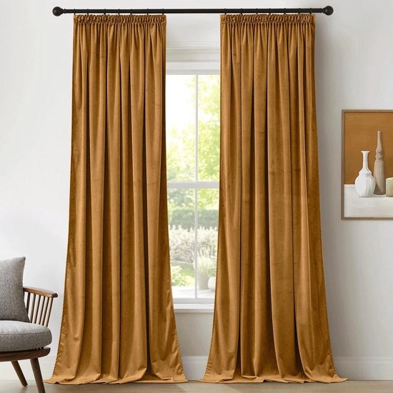 Tappeti di tenda opaco 300 g/m2 - Tende di velluto - Tende pronte all'uso 2 pezzi - Tende per soggiorno/camera da letto - 132x260 cm - Funzione isolante caldo/freddo - Tende opache