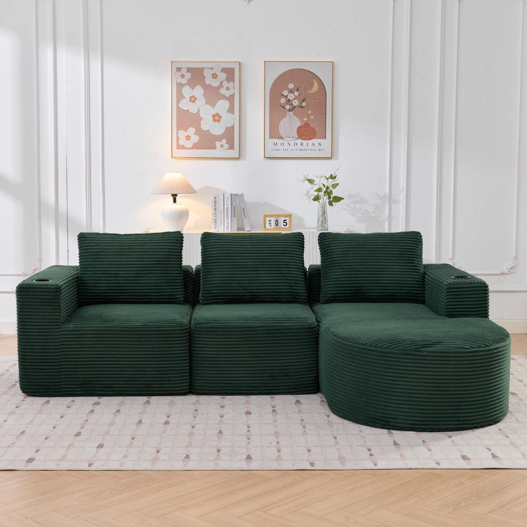 Divano 2 Posti con Cuscini e Portabicchieri ¨C MINIMAL ¨C Tessuto, 265 cm