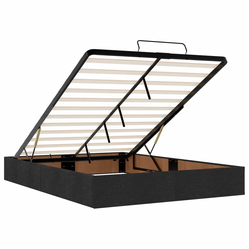 Letto Ottomano con Materasso e LED Nero 140 x 200 cm Tessuto 3457995