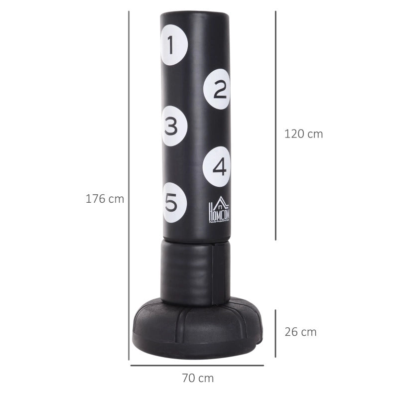 Sacco da boxe autoportante 70x70x176 cm nero in HDPE, con sistema FLEX