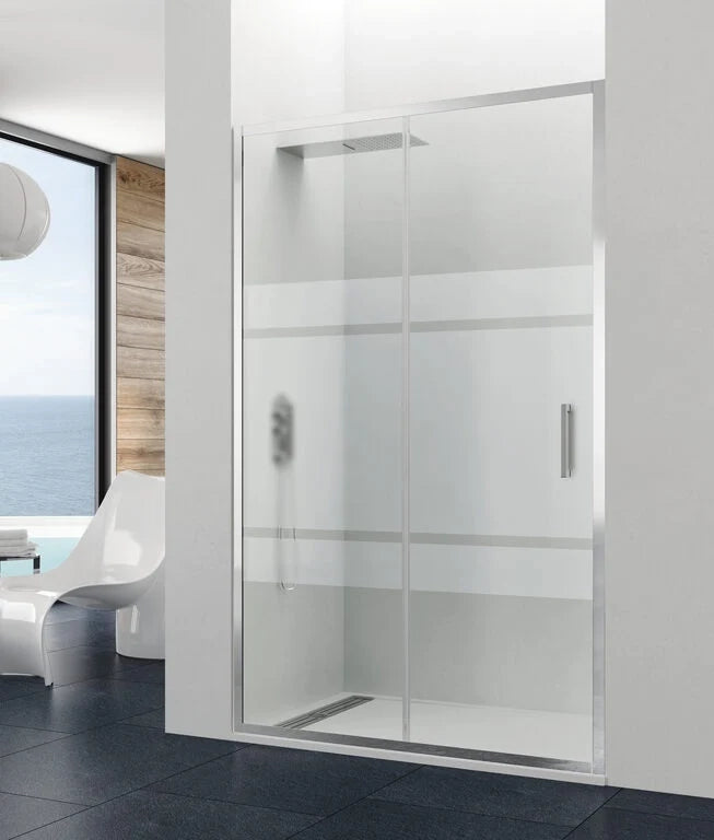 Box doccia angolare PRESTIGE fisso + scorrevole + laterale fisso 100x80 cm (97,4-100,4/76-79) cromo lucido vetro trasparente