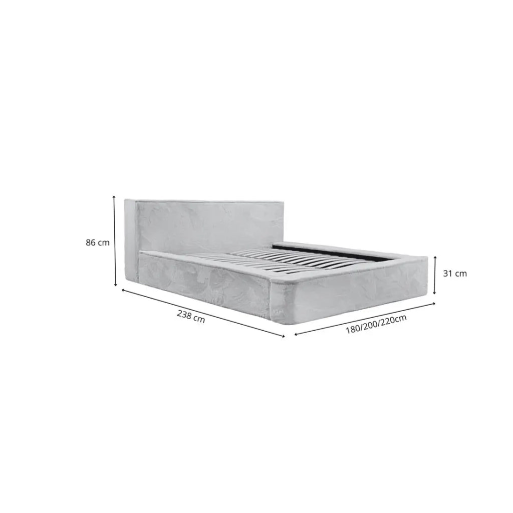 Letto contenitore ORLANE – Beige Polvere di miele polare – 140x200 cm – Rete sollevabile – Design di alta gamma