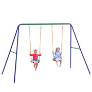 Altalena per Bambini 3-8 Anni con 2 Seggiolini e 4 Picchetti, in Metallo e PP, 269x160x180 cm