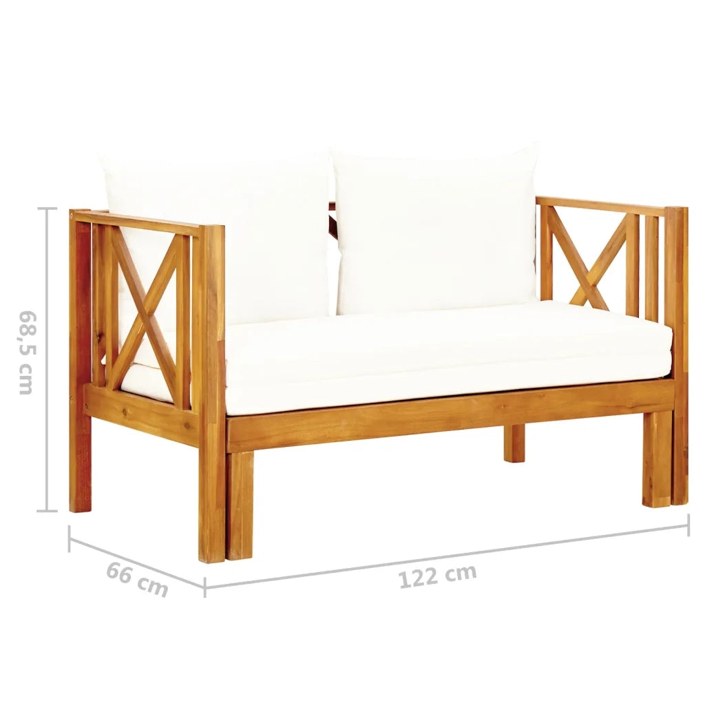 Panchina da Giardino | Panca da Giardino 2 Posti con Cuscini 120cm Massello di Acacia