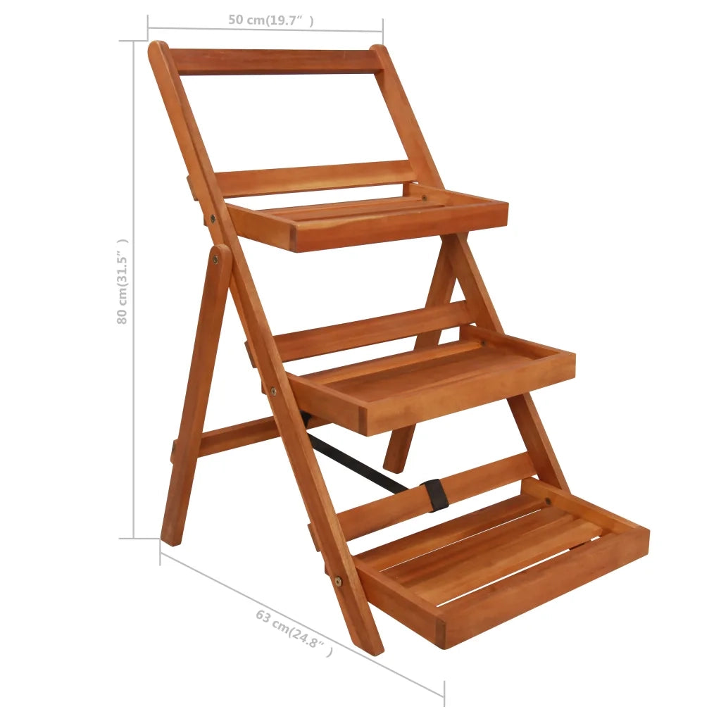 Supporto per fioriera a 3 livelli pieghevole 50 x 63 x 80 cm in acacia marrone 02_0045886