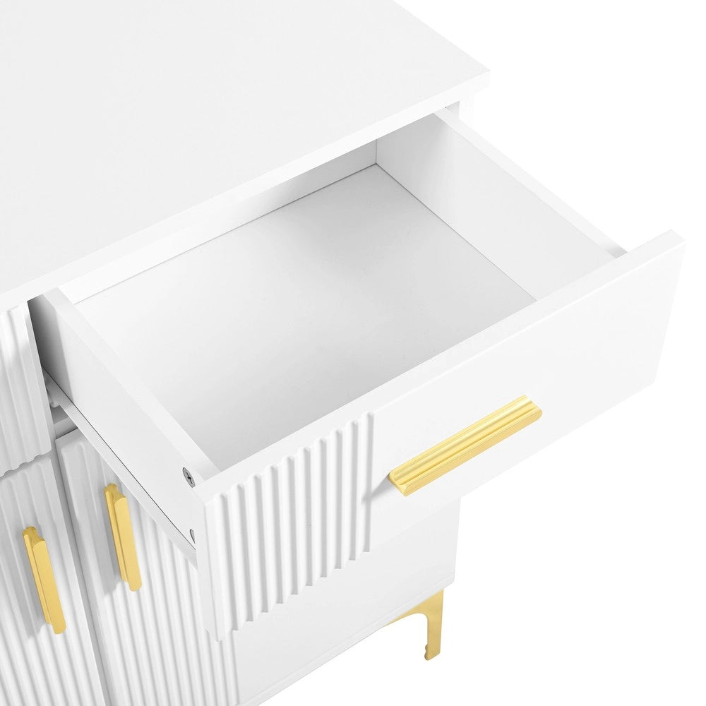 Cassettiera con Ante e Cassetti ¨C MINIMAL ¨C Bianco/Nero, Metallo, 80x35x79.5 cm
