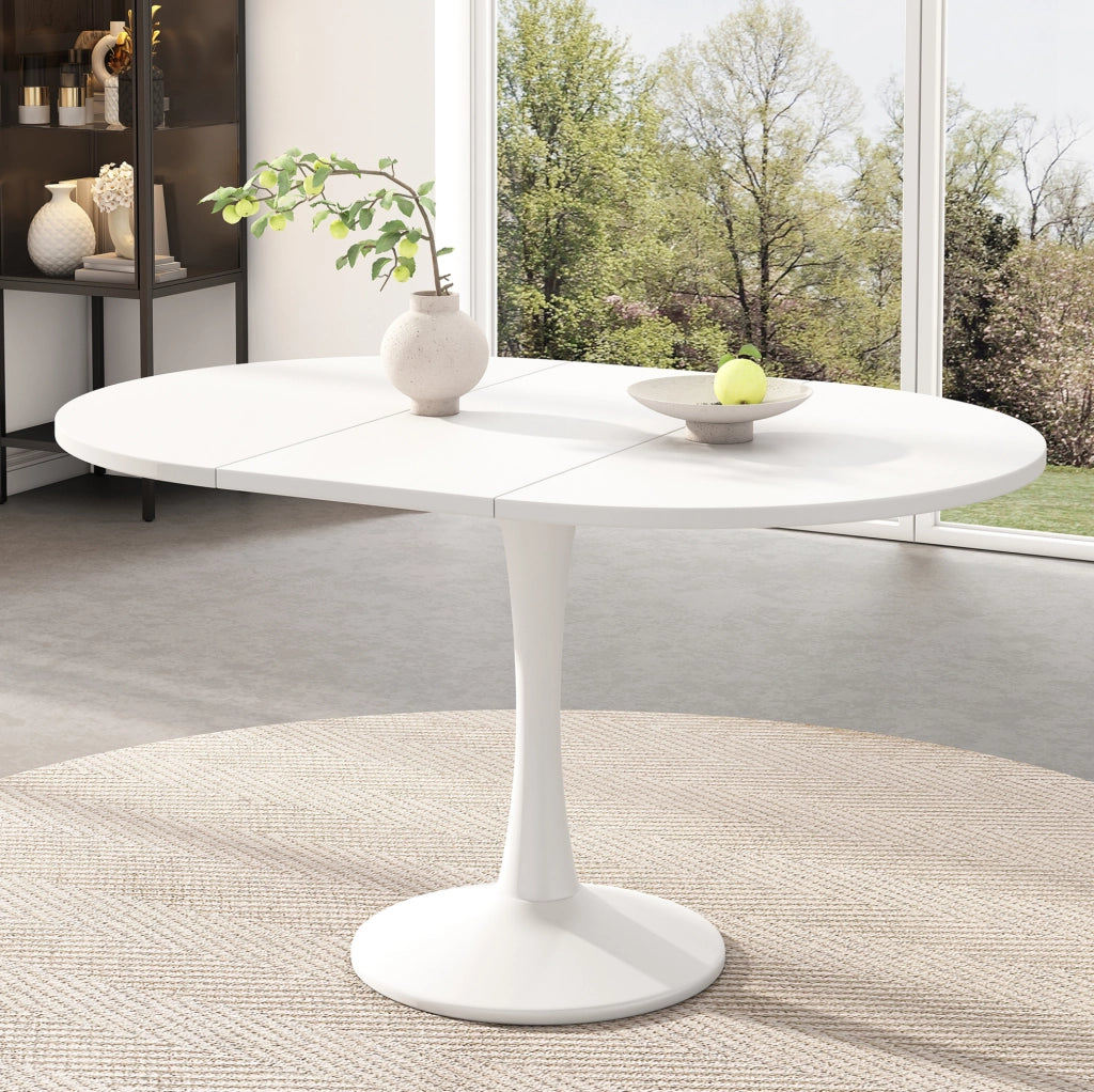 Tavolo da pranzo allungabile 100/140x100 cm bianco – ovale, moderno
