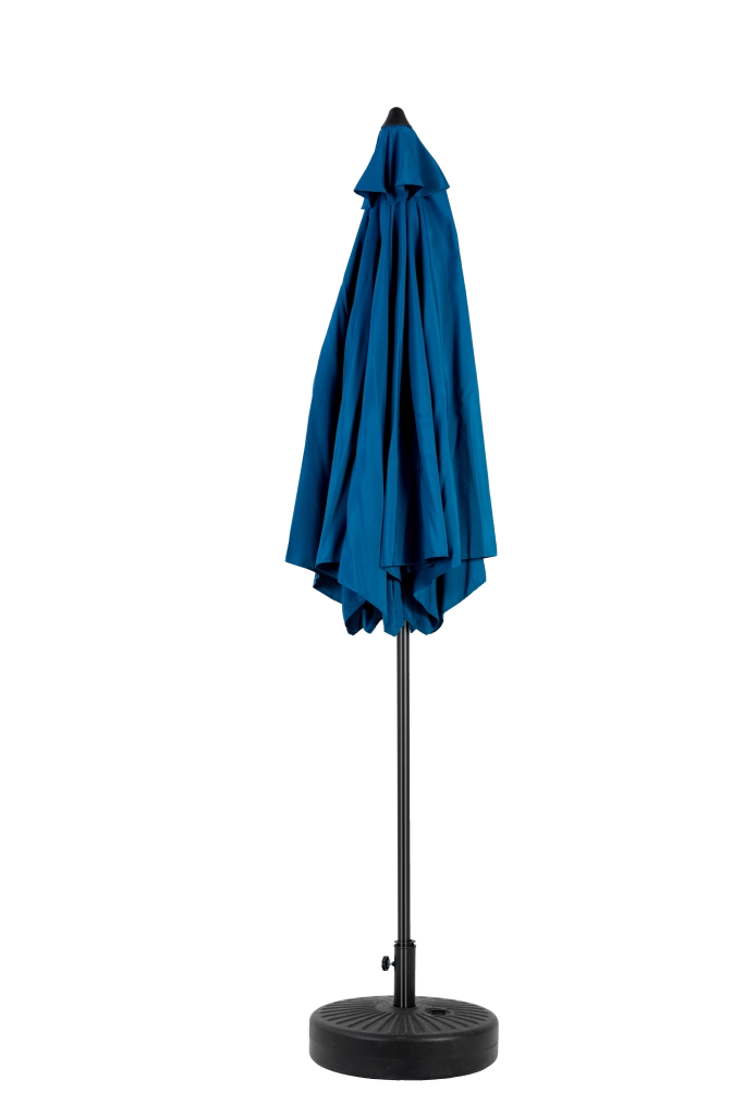 Ombrellone da giardino doppio 9 ft con manovella e inclinazione; poliestere blu scuro senza base