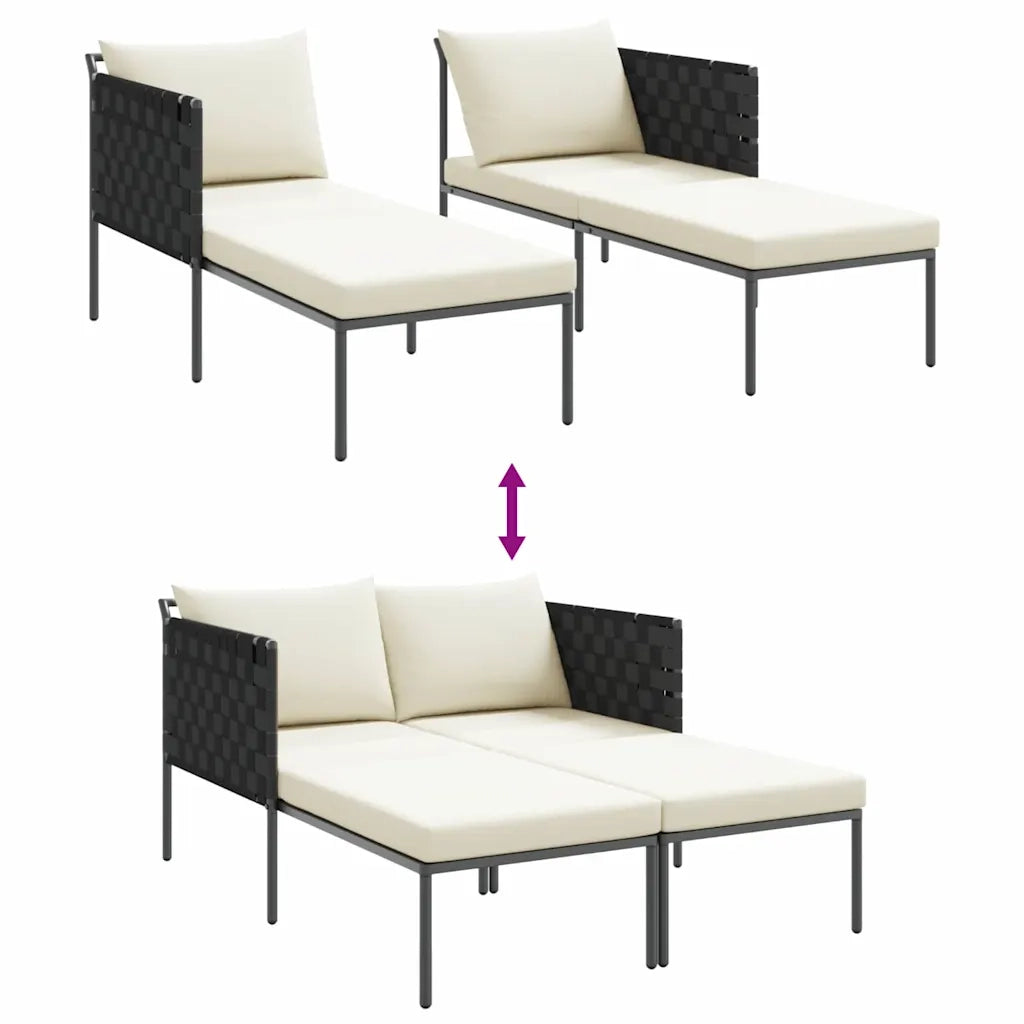 Lettino da Sole con cuscino Antracite 153 x 115 x 69.5 cm 42004136