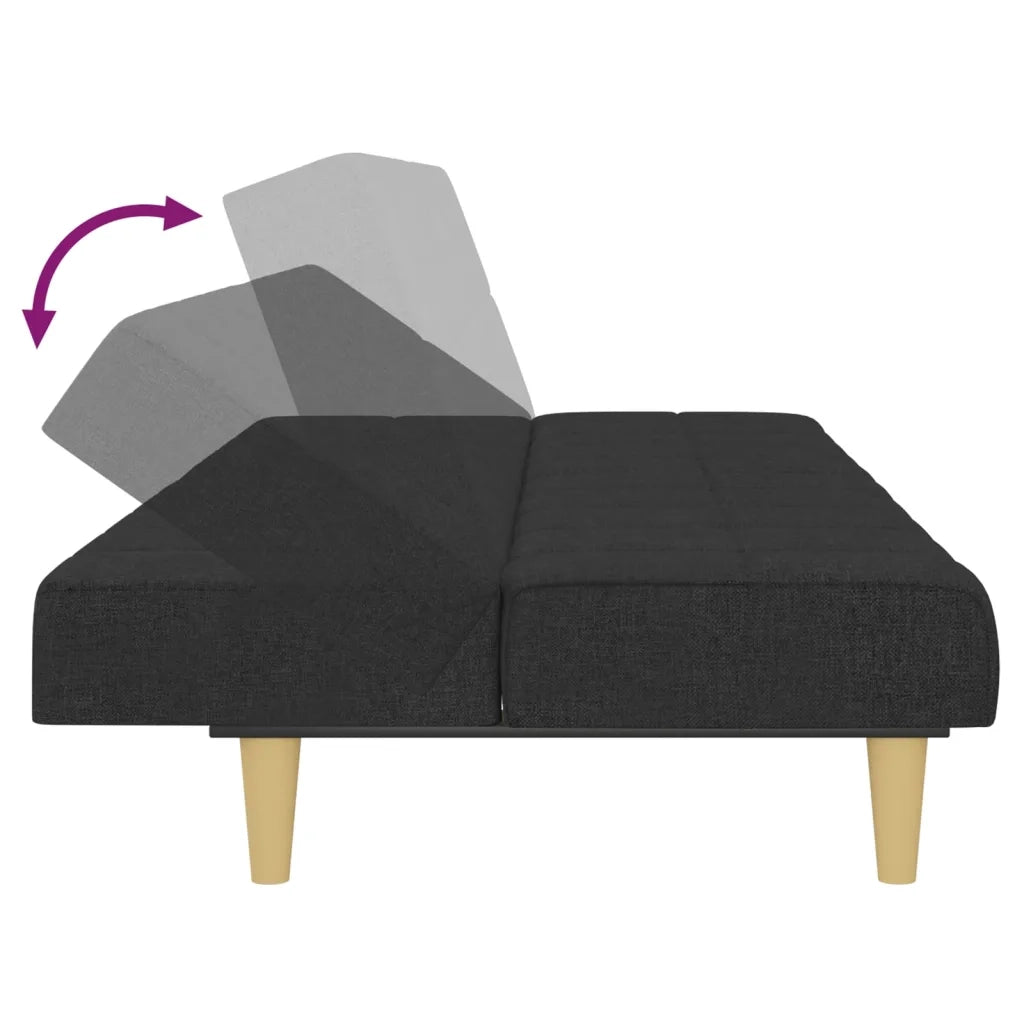 Divano Letto a 2 Posti Nero in Tessuto 375828